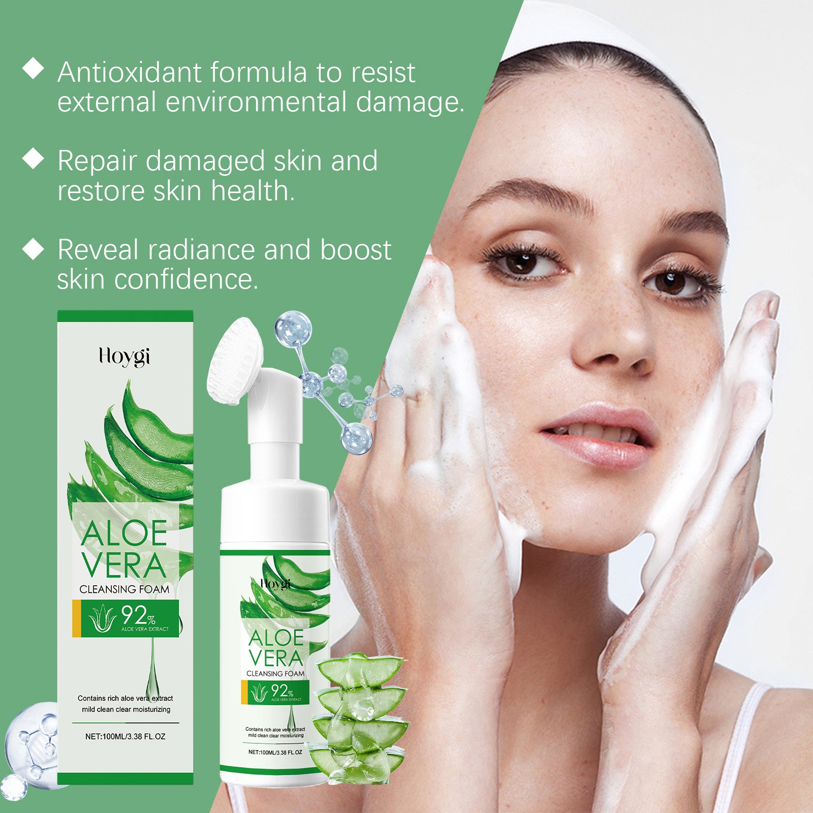 Aloe Vera Cleansing Foam Face Gently Cleanses Skin Care product